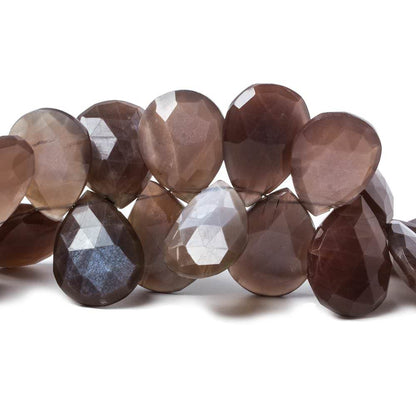 17x14.5-20.5x15mm Chocolate Moonstone faceted pear beads 8 inch 33 pcs