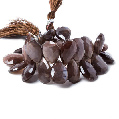 17x14.5-20.5x15mm Chocolate Moonstone faceted pear beads 8 inch 33 pcs