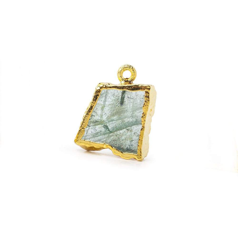 17x14mm Gold Leafed Aquamarine Slice Pendant 1 piece