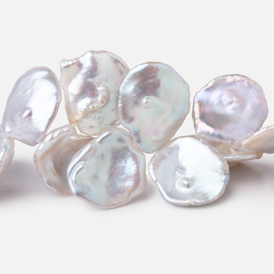 17x15-19x17mm Silvery White Top Drill Ultra Keshi Freshwater Pearls 15 inch 46 Beads AA