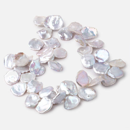 17x15-19x17mm Silvery White Top Drill Ultra Keshi Freshwater Pearls 15 inch 46 Beads AA