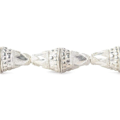 17x15mm Sterling Silver Plated Copper Cone with Large and Small Miligrain Pyramid 8 inch 12 pcs