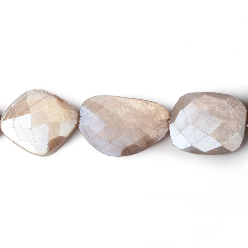 17x16-23x17mm Mystic Chocolate Moonstone Faceted Flat Nuggets 13.5 inch 15 beads
