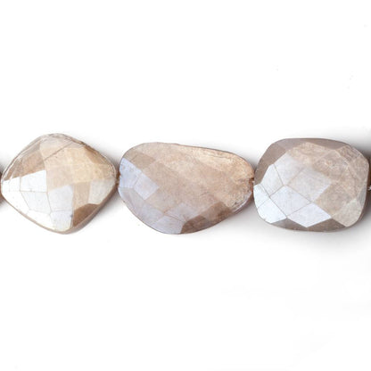 17x16-23x17mm Mystic Chocolate Moonstone Faceted Flat Nuggets 13.5 inch 15 beads