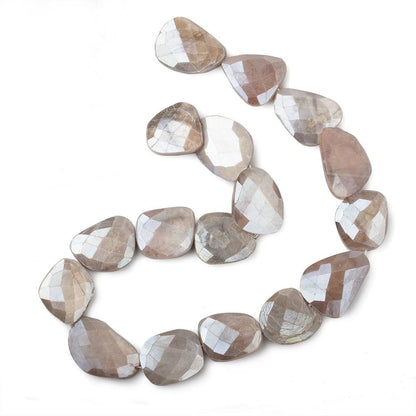 17x16-23x17mm Mystic Chocolate Moonstone Faceted Flat Nuggets 13.5 inch 15 beads