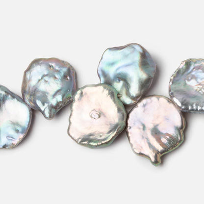 17x17-19x18mm Silver Iridesent Top Drilled Keshi Freshwater Pearls 15.5 inch 36 pieces AAA