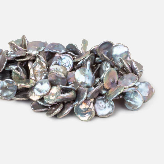 17x17-19x18mm Silver Iridesent Top Drilled Keshi Freshwater Pearls 15.5 inch 36 pieces AAA