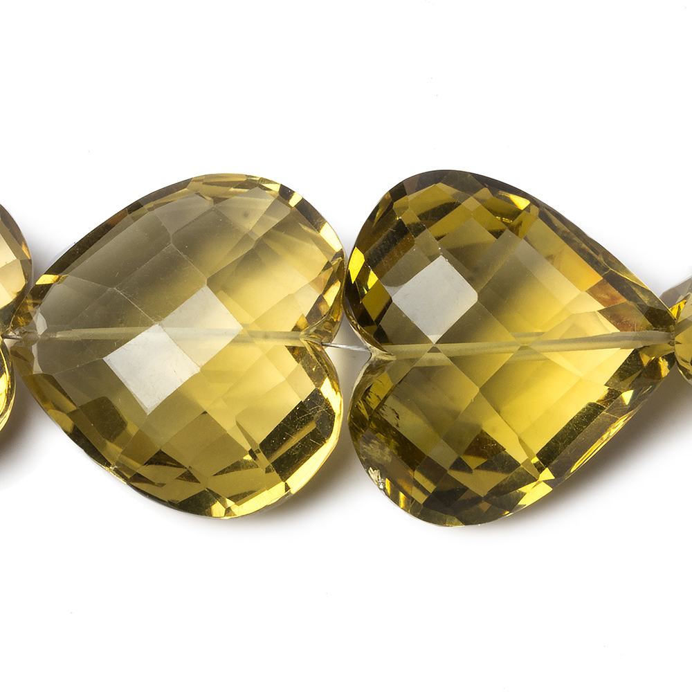 17x17-27x27mm Honey Quartz Straight Drill Clefted Hearts 16 inch 22 beads AAA