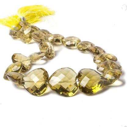 17x17-27x27mm Honey Quartz Straight Drill Clefted Hearts 16 inch 22 beads AAA