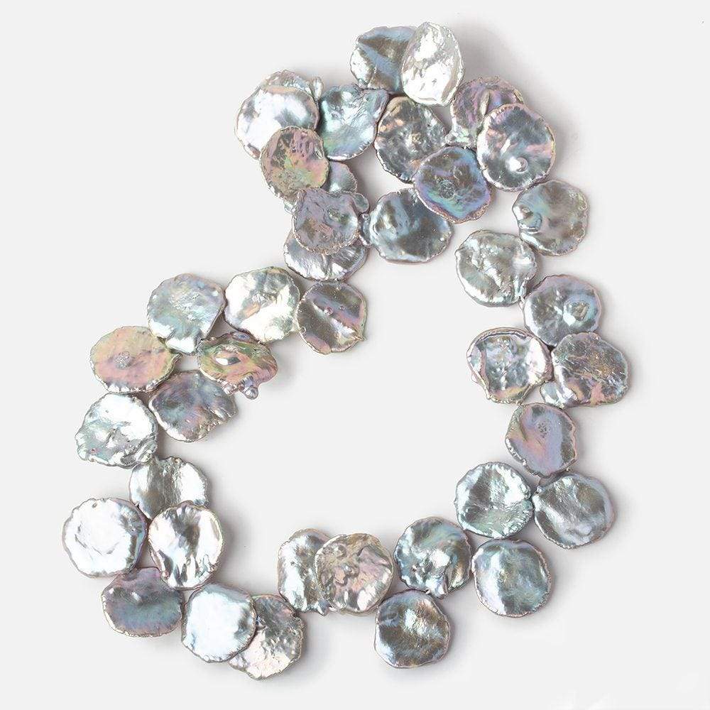 17x17.5-19x18mm Silver Ultra Keshi Pearl Iridescent Overtone 15 inch 40 pieces AAA Grade
