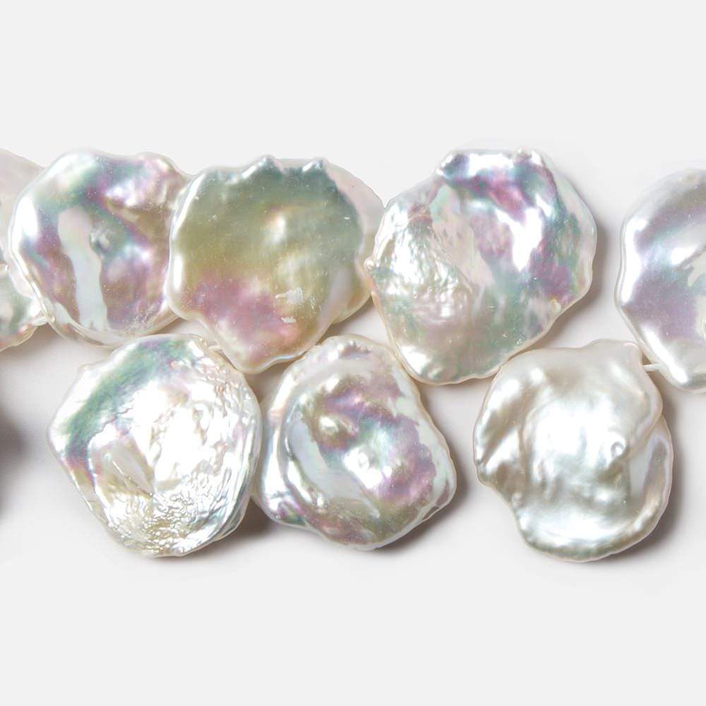 17x17.5-19x18mm Silver Ultra Keshi Pearl Iridescent Overtone 15 inch 40 pieces AAA Grade