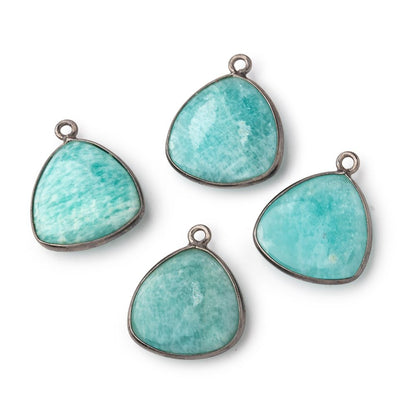 17x17mm Black Gold .925 Bezel Amazonite Plain Triangle Pendant 1 Focal Bead