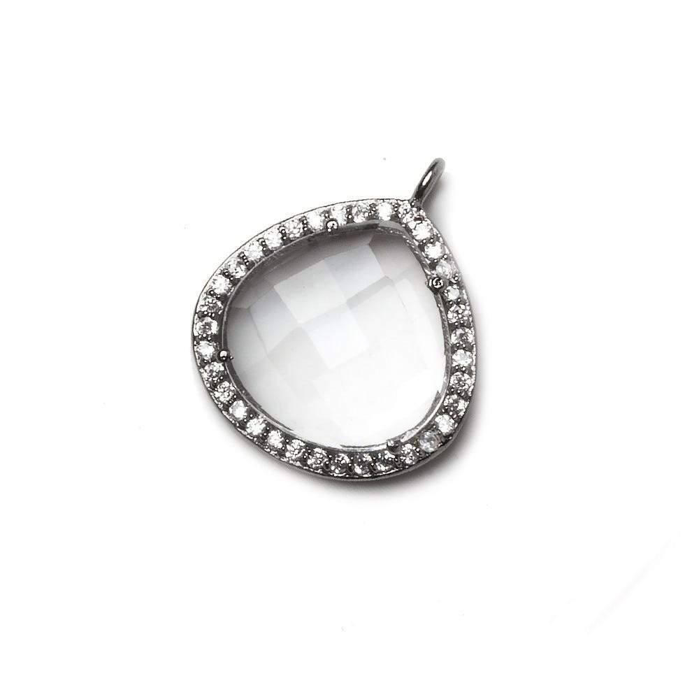 17x17mm Black Gold Bezeled CZ & Crystal Quartz Heart Pendant 1 piece