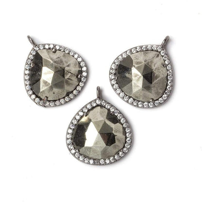 17x17mm Black Gold Bezeled CZ & Pyrite Heart Pendant 1 piece