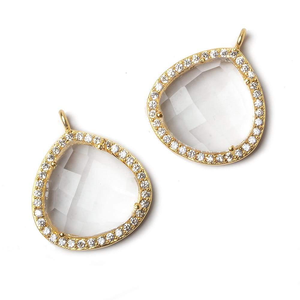 17x17mm Vermeil Bezeled CZ & Crystal Quartz Heart Pendant 1 piece