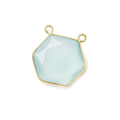 17x17mm Vermeil Bezel Sea Green Chalcedony Hexagon Connector 1 piece
