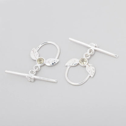 17x18mm Sterling Silver Toggle with Leaves & Lemon Quartz 1 piece