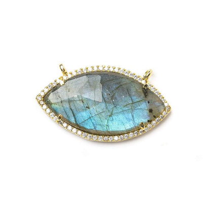 17x33mm Vermeil Bezel CZ & Labradorite Marquise East West Connector