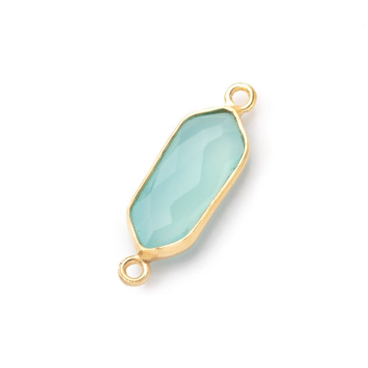 17x7mm Vermeil Bezel Seafoam Chalcedony Modified Marquise Connector 1 piece