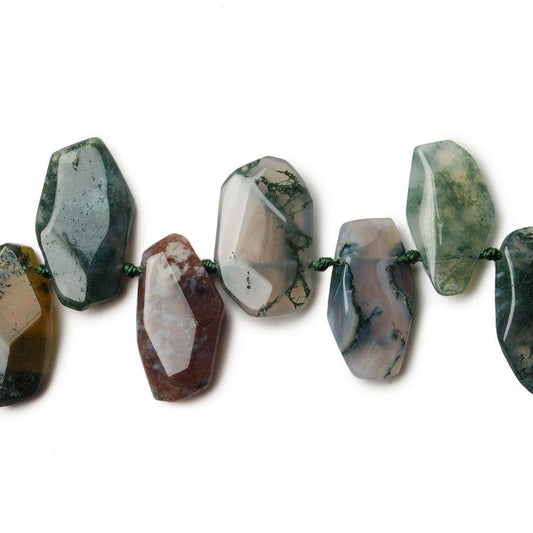 17x8-26x12mm Moss Agate Bead Faceted Nugget 16 inch 37 pieces