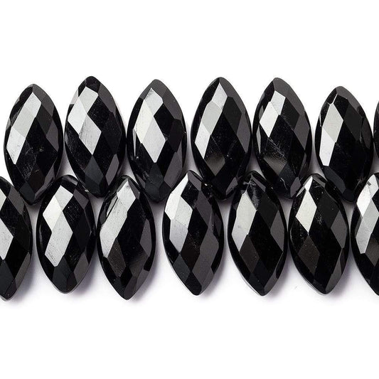 17x8mm Black Onyx top drilled faceted marquise beads 8.5 inch 42 pcs AAA