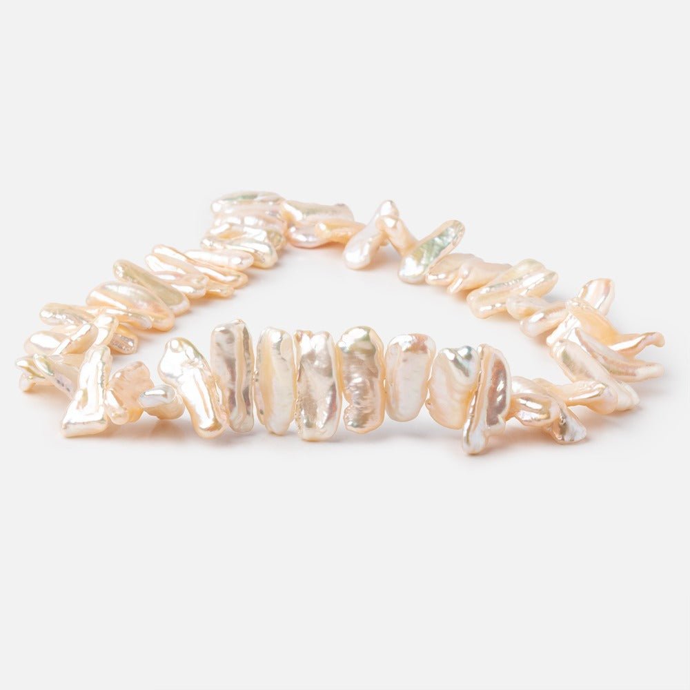 18-22mm Light Peach Side Drill Biwa Freshwater Pearls 15.5 inch 48 Beads