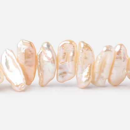 18-22mm Light Peach Side Drill Biwa Freshwater Pearls 15.5 inch 48 Beads