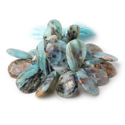 18-40mm Blue Peruvian Opal Faceted Pear Beads 7.5 inch 29 pieces AA