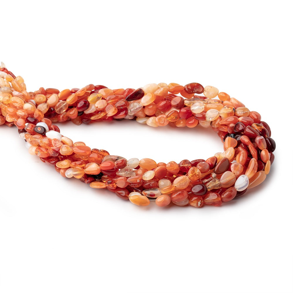 5x5-8x6mm Mexican Fire Opal plain nuggets 18 inch 60 Beads