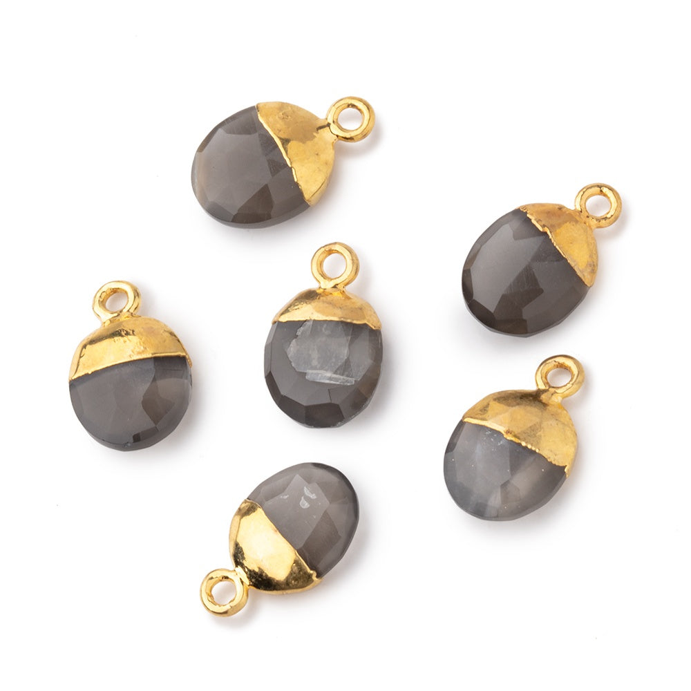 10x8mm Gold Leafed Platinum Moonstone Oval Pendant 1 piece