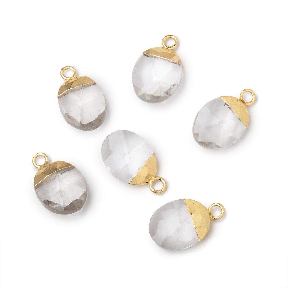 10x8mm Gold Leafed Crystal Quartz Oval Pendant 1 piece