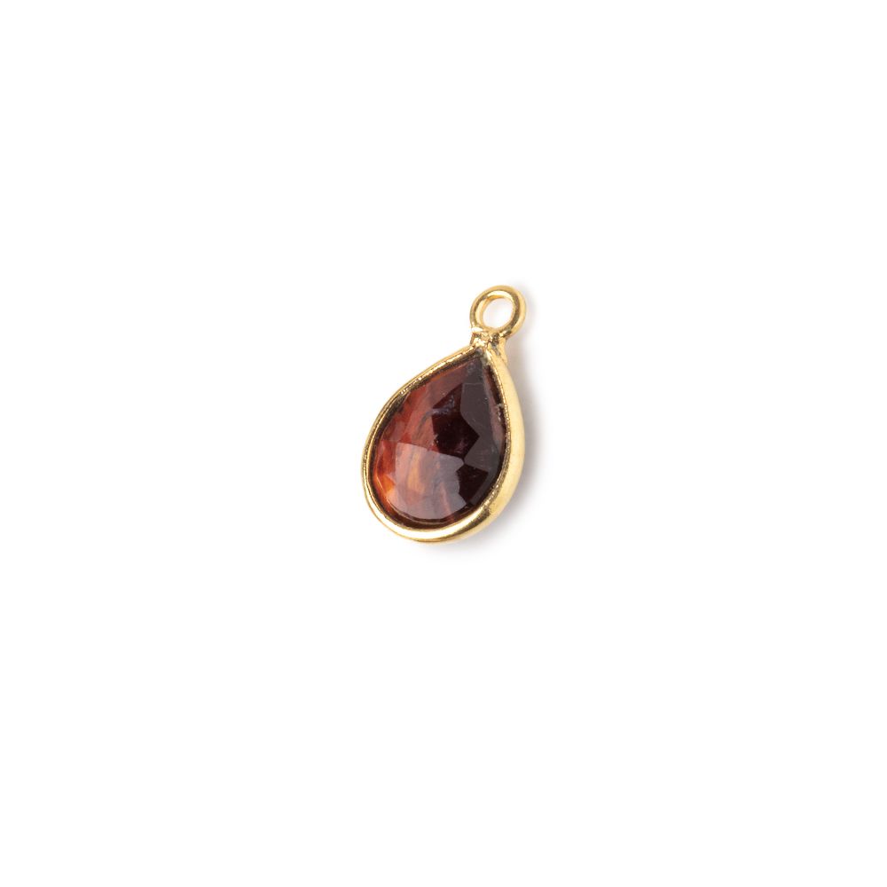 10x8mm Vermeil Bezel Red Tiger Eye Faceted Pear Pendant 1 piece