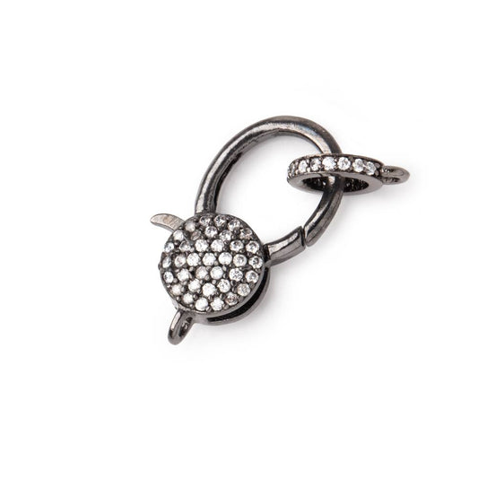 24x12mm Black Gold .925 Silver Bezel CZ Coin Clasp with CZ Ring 1 piece