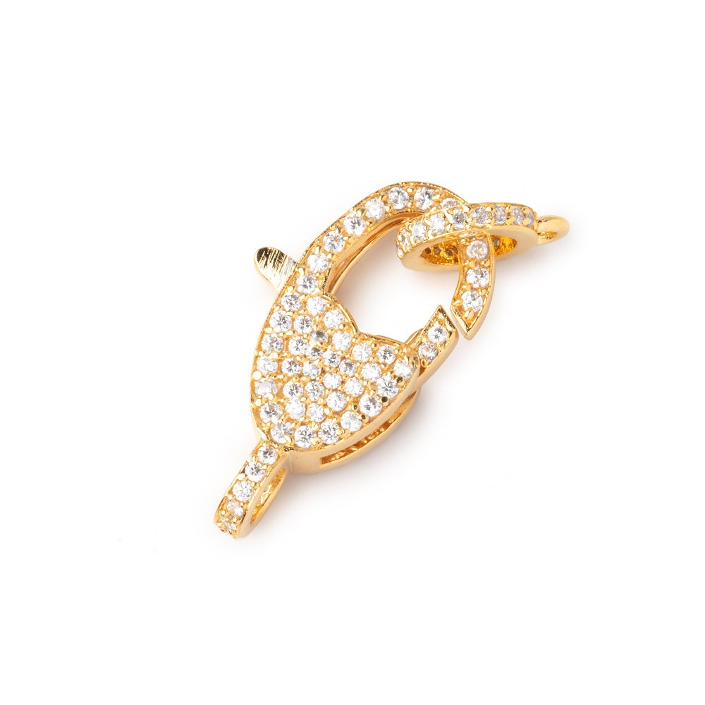 24x9mm Vermeil CZ Oval Lobster Clasp with CZ Ring 1 piece