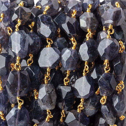 10x8mm Iolite faceted nugget Vermeil Chain by the foot 21 pieces