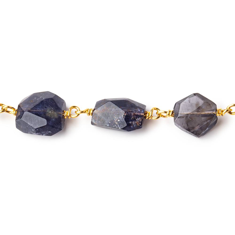 10x8mm Iolite faceted nugget Vermeil Chain by the foot 21 pieces