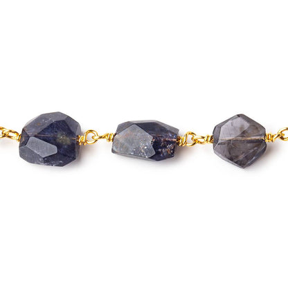 10x8mm Iolite faceted nugget Vermeil Chain by the foot 21 pieces