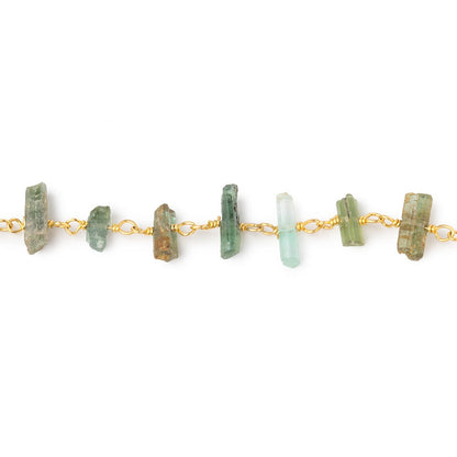 4x2-10x3mm Multi Color Tourmaline Natural Crystal on Vermeil Chain