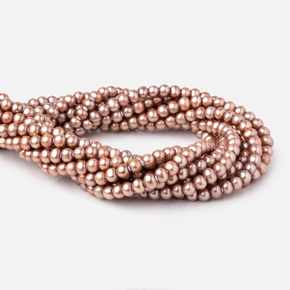 6x5-7x5mm Rose Champagne Off Round Large Hole Freshwater Pearl 15 inch 75 pieces