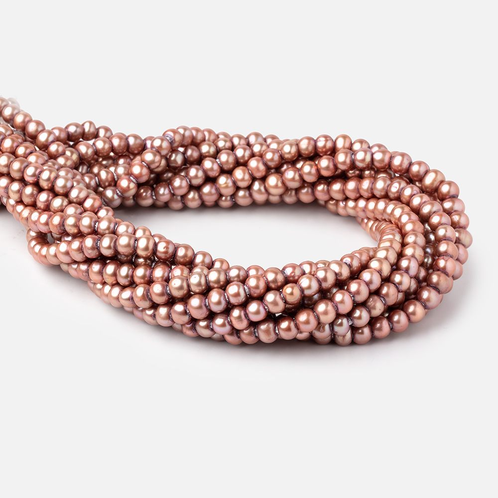 6-7mm Rosé Champagne Off Round Large Hole Freshwater Pearl 15 inch 75 pieces