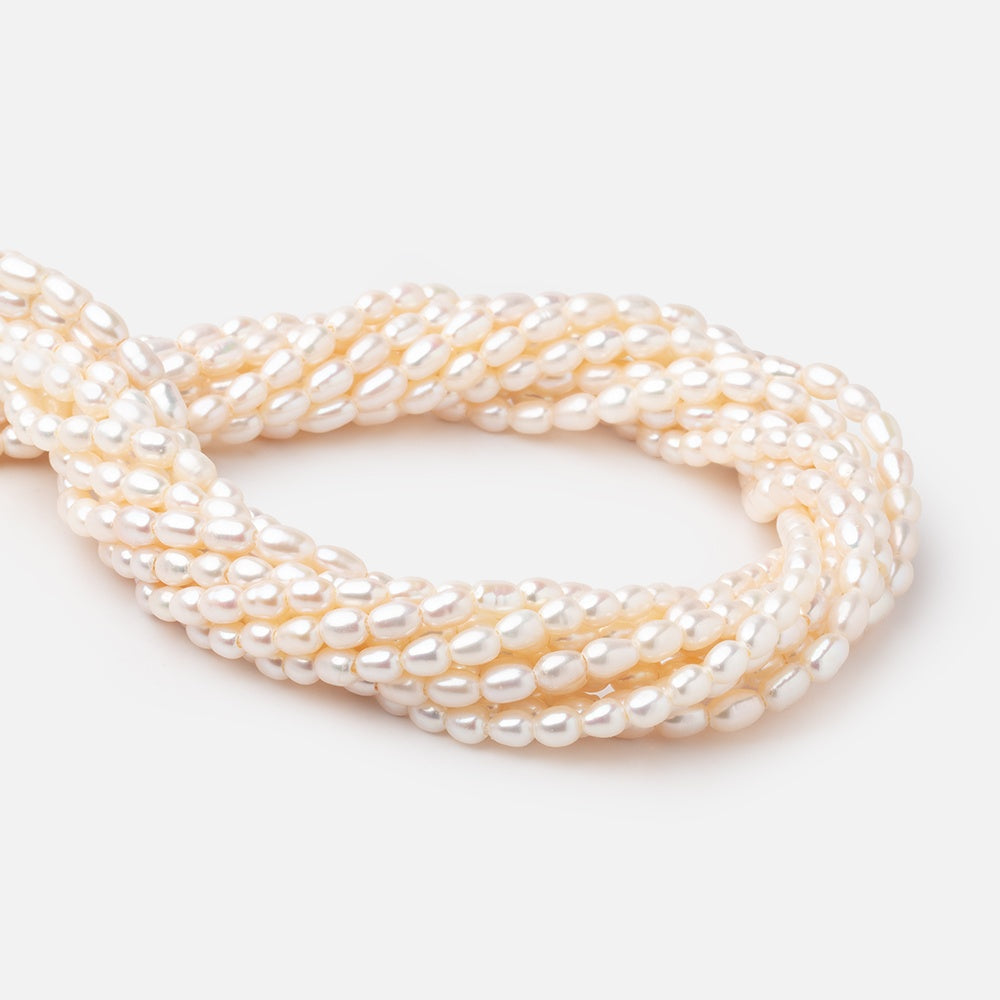 5x4mm Cream Large Hole Oval Freshwater Pearls 1.5mm drill hole 15 inch 64 pcs