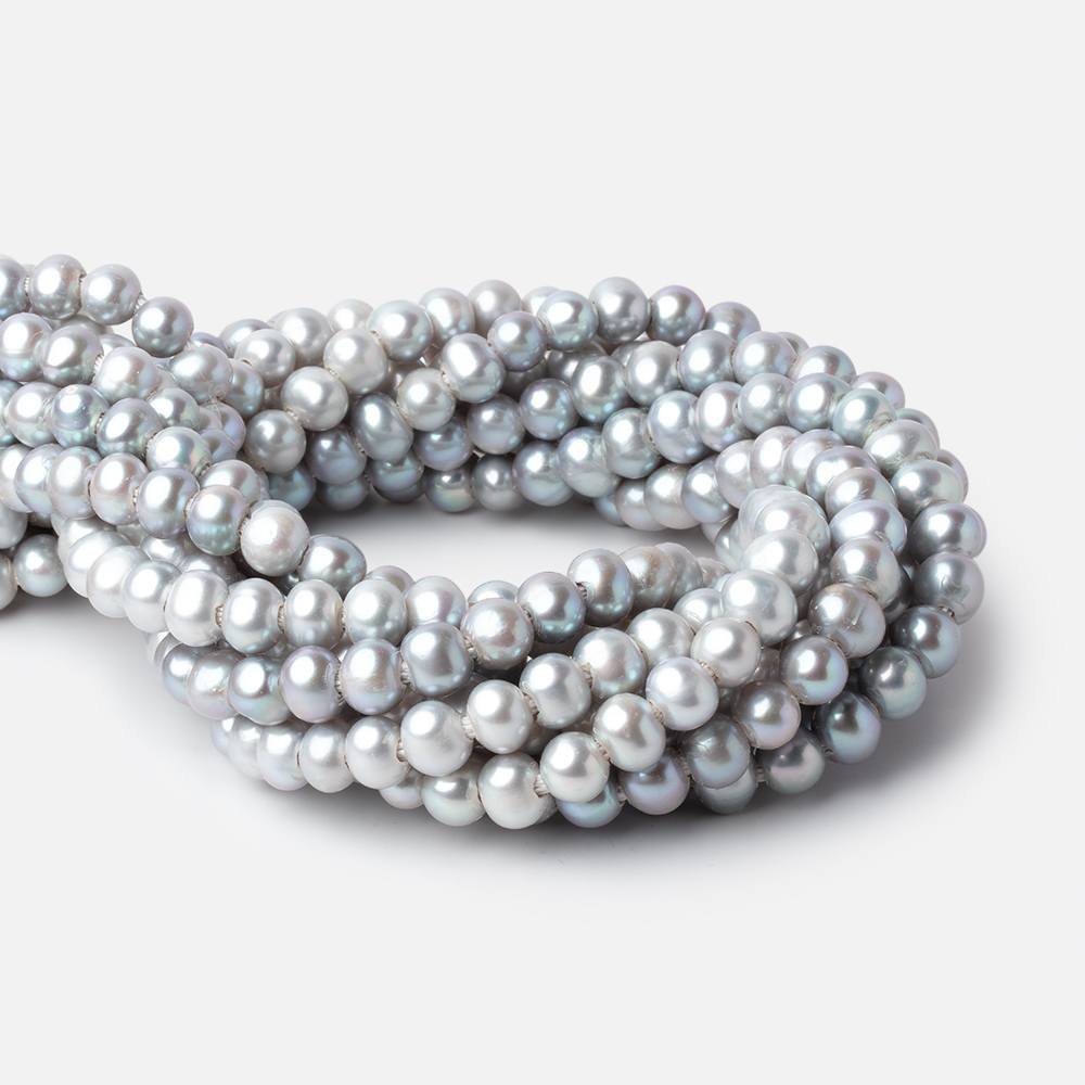 8-9mm Silver Off Round Large Hole Freshwater Pearl 15 inch 55 pieces