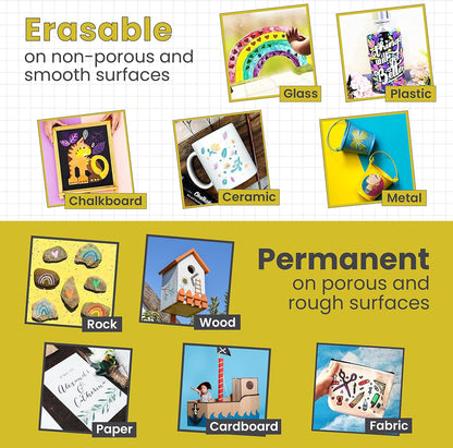 Metallic Chalk Markers (2 Pack) Liquid Chalk Pens for Blackboards, Chalkboard, Bistro Menu, Window Markers for Cars - Wet Wipe Erasable - 15Mm Jumbo Nib