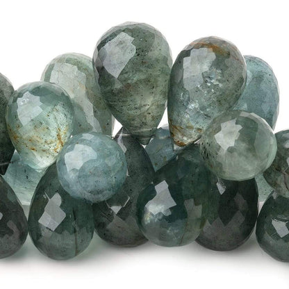 18.5-27mm Moss Aquamarine Faceted Tear Drops 7 inch 38 Beads AA