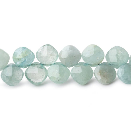 6.5mm Milky Aquamarine faceted pillow beads 7.5 inch 51 pieces A