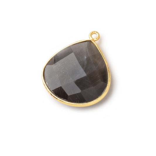 22x22mm Vermeil Bezeled Platinum Grey Moonstone Heart Pendant 1 piece