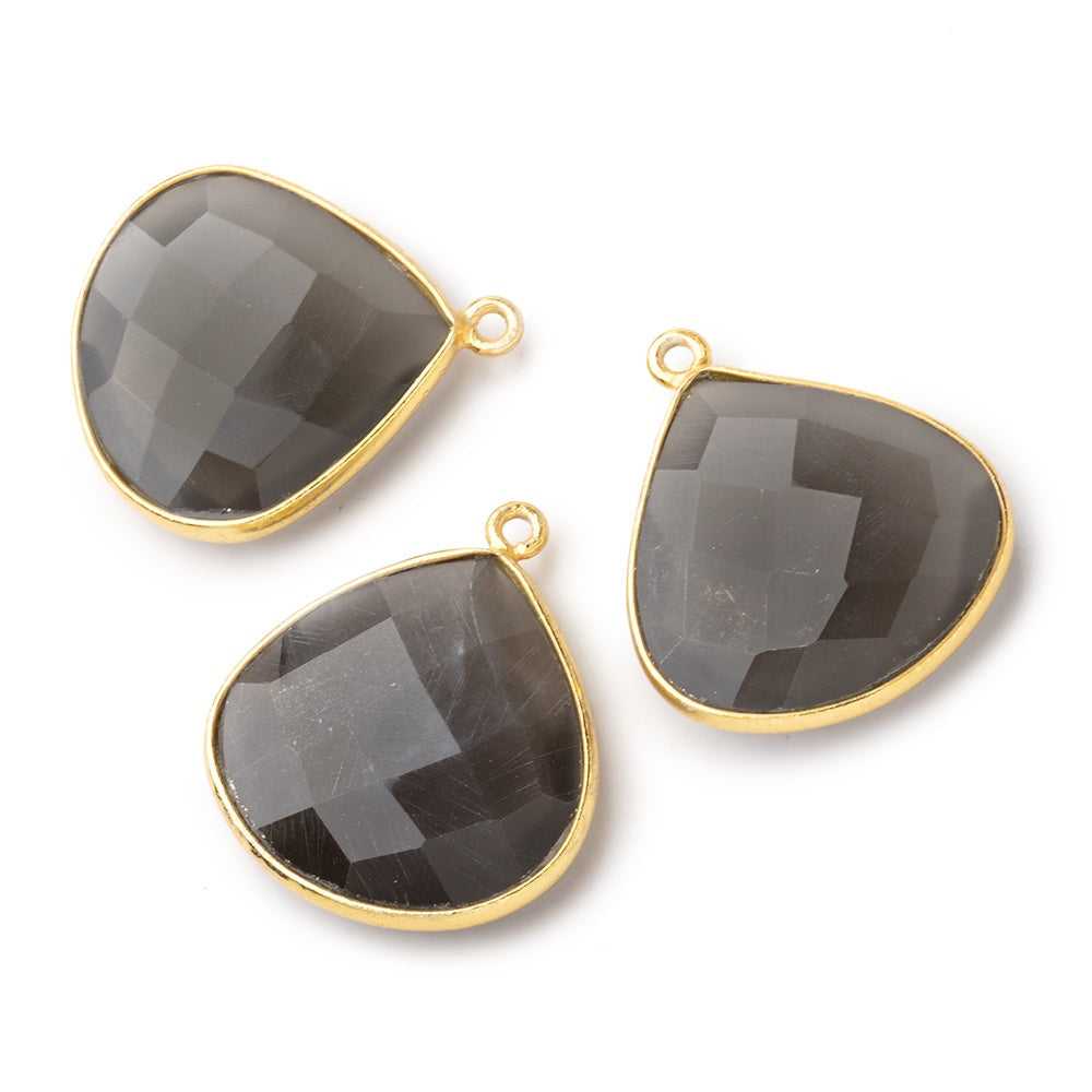 22x22mm Vermeil Bezeled Platinum Grey Moonstone Heart Pendant 1 piece