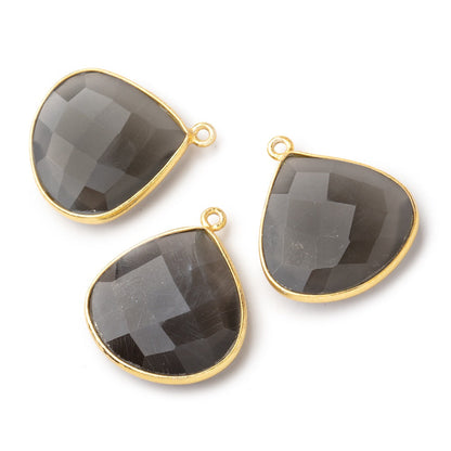 22x22mm Vermeil Bezeled Platinum Grey Moonstone Heart Pendant 1 piece