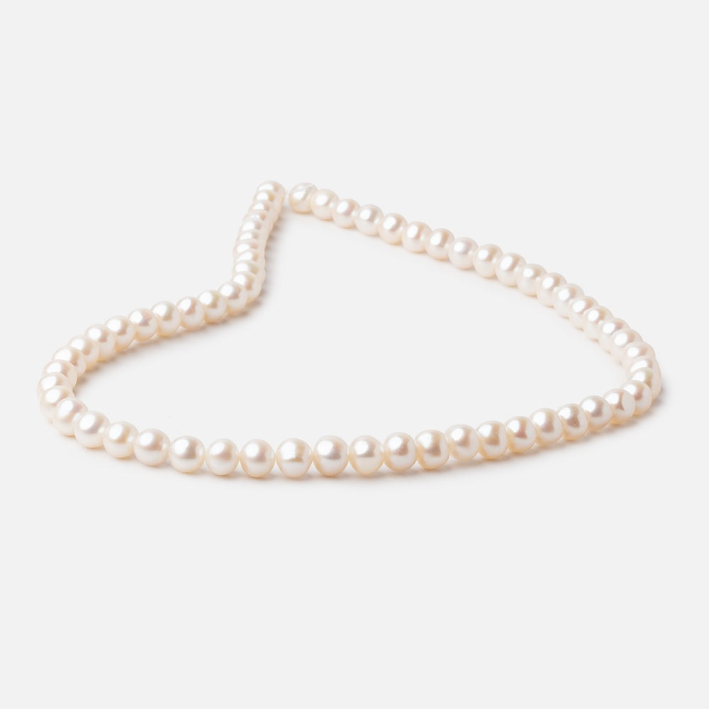 7mm Off White Side Drilled Off Round Freshwater Pearl Beads 15.5 inch 62 pieces