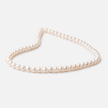 7mm Off White Side Drilled Off Round Freshwater Pearl Beads 15.5 inch 62 pieces